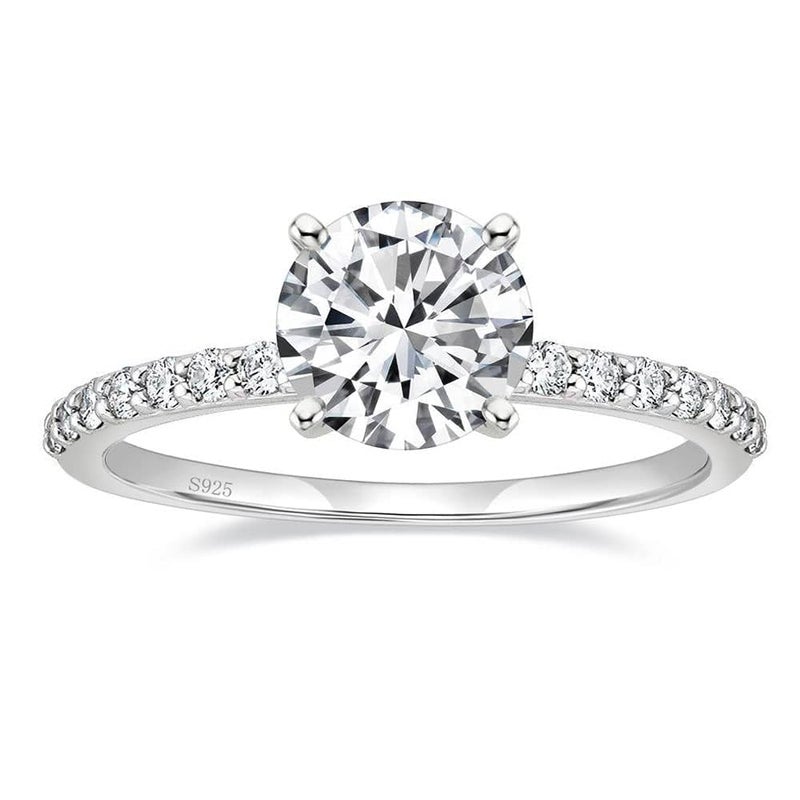 EAMTI 925 Sterling Silver 1.2 CT Round Solitaire Cubic Zirconia Engagement Ring Halo Promise Ring Size 6.5 - Image 1