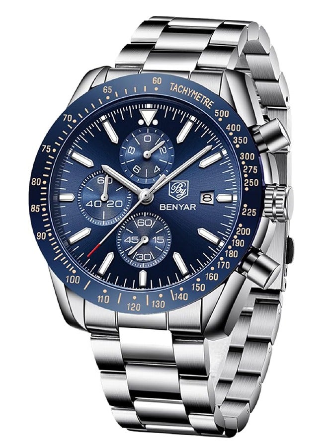 بينيار ساعات للرجال التناظرية الكوارتز كرونوغراف 30 متر للماء مضيئة كبيرة الوجه الرجال الساعات الأعمال العمل الرياضة عارضة الأزياء مصمم اللباس الرجال المعصم الساعات - Image 1