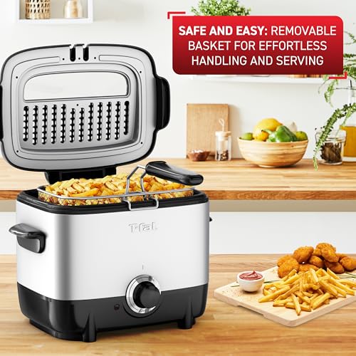 T-fal Mini Deep Fryer, Stainless Steel Deep Fryer with Basket, 1 Liter, Versatile Temperature Control, 900 Watts, Temperature Control, Easy to Clean, Black - Image 2