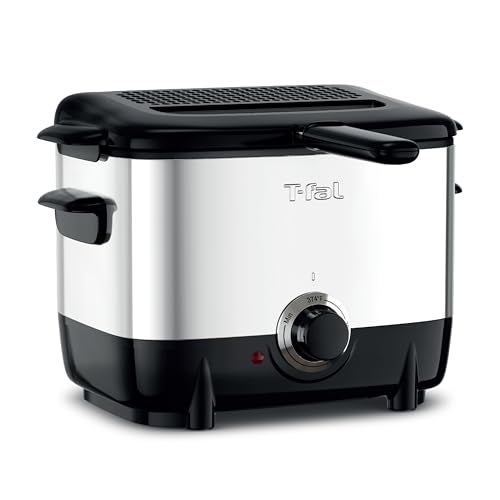 T-fal Mini Deep Fryer, Stainless Steel Deep Fryer with Basket, 1 Liter, Versatile Temperature Control, 900 Watts, Temperature Control, Easy to Clean, Black - Image 1