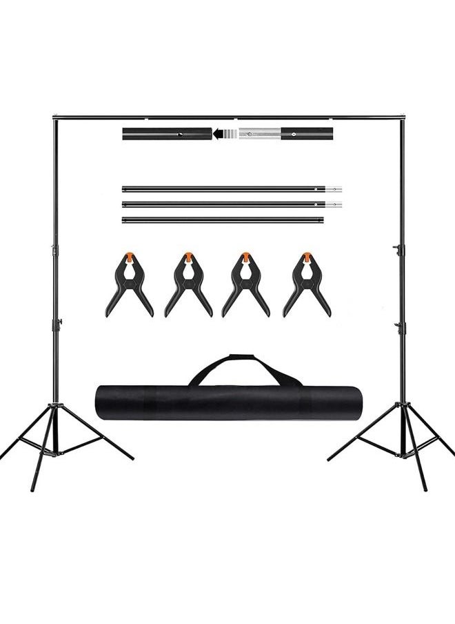PADOM - Padom Backdrop Stand 6.5X6.5ft, 2X2m with Spring Clamp, Photo Video Party Background Stand Support System for Wedding, Photography, Advertising Display, Parties, with Carring Bag - Image 1