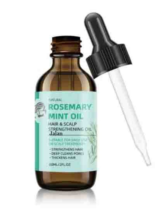 jalan Rosemary & Mint Essential Oil (60ml) - Hair Growth Treatment for Thicker, Stronger Hair - Scalp Care to Reduce Dandruff & Hair Loss - Natural Plant Extract for Moisturized Skin & Scalp - Chemical-Free & Vegan - Image 1
