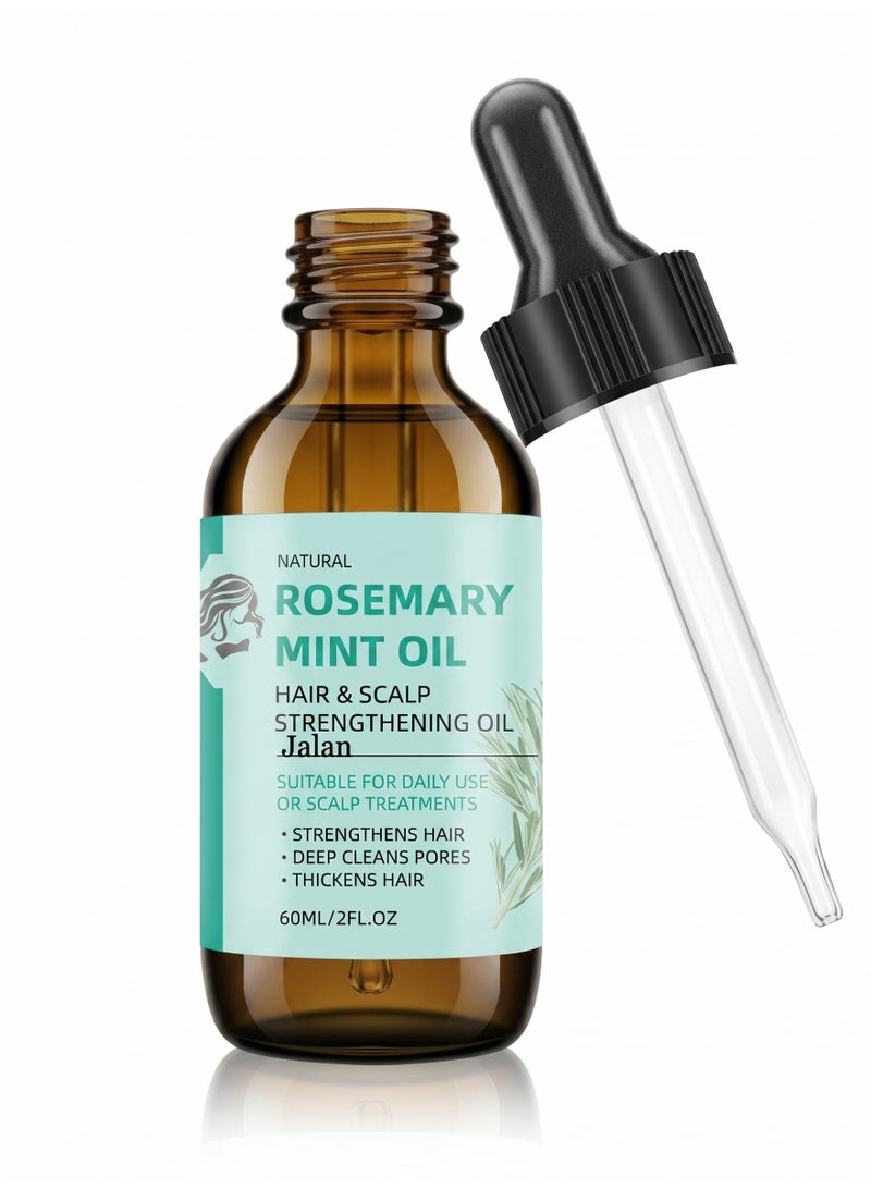 jalan Rosemary & Mint Essential Oil (60ml) - Hair Growth Treatment for Thicker, Stronger Hair - Scalp Care to Reduce Dandruff & Hair Loss - Natural Plant Extract for Moisturized Skin & Scalp - Chemical-Free & Vegan - Image 1