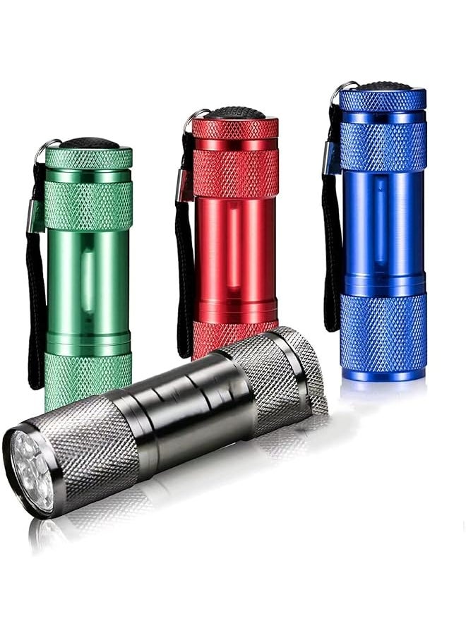 PROMASS promass Small LED Torch, Mini Torches LED Super Bright with 9 LEDs, Colorful Pocket Torch Flashlight for Kids Adult Camping Hiking Outdoor Gifts, 12 AAA Pre-Installed (4 Pack)  - Image 1