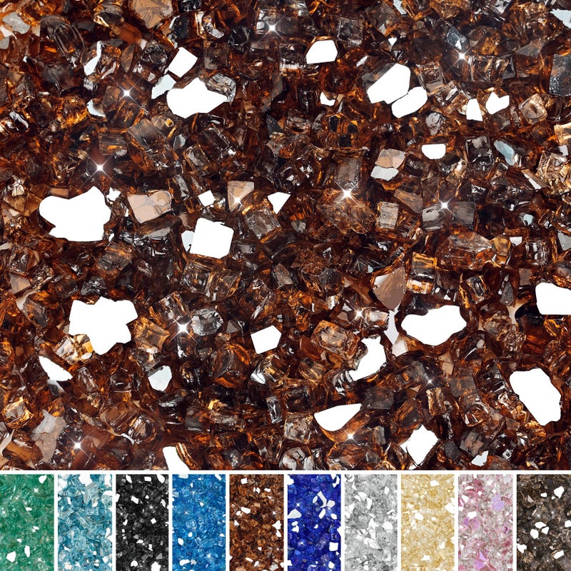Skyflame High Luster 10Pound Fire Glass for Fire Pit Fireplace Landscaping 12Inch Copper Reflective