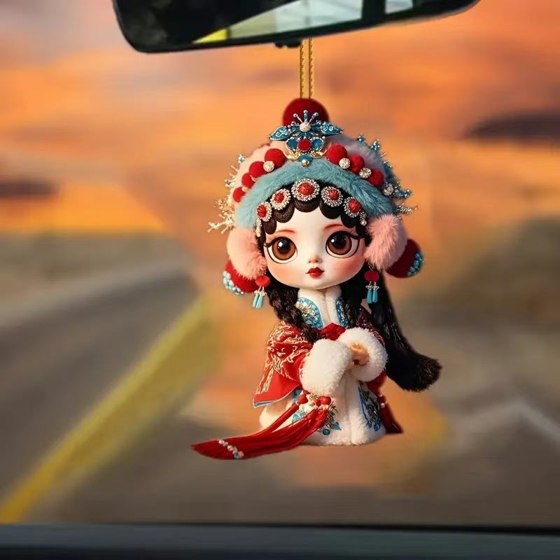New Cute Little Flower Fairy Pendant Acrylic Cross-Border Flat Car Interior Rearview Mirror Decoration Keychain - Image 3