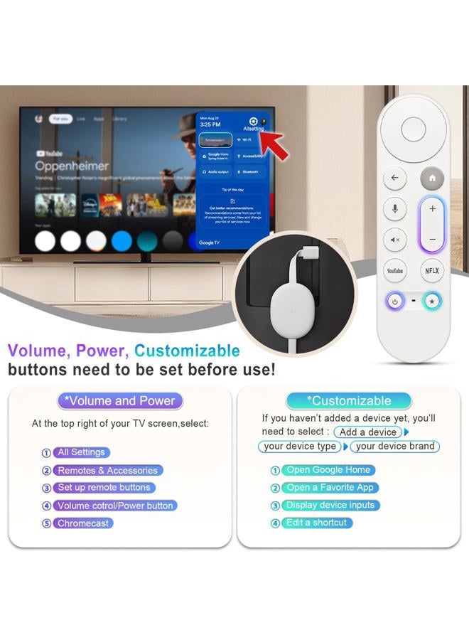 LOUTOC Voice Replacement Remote Control for Chromecast-Google-TV 4K/HD, for Google-TV-Streamer-Remote 4K - Image 4