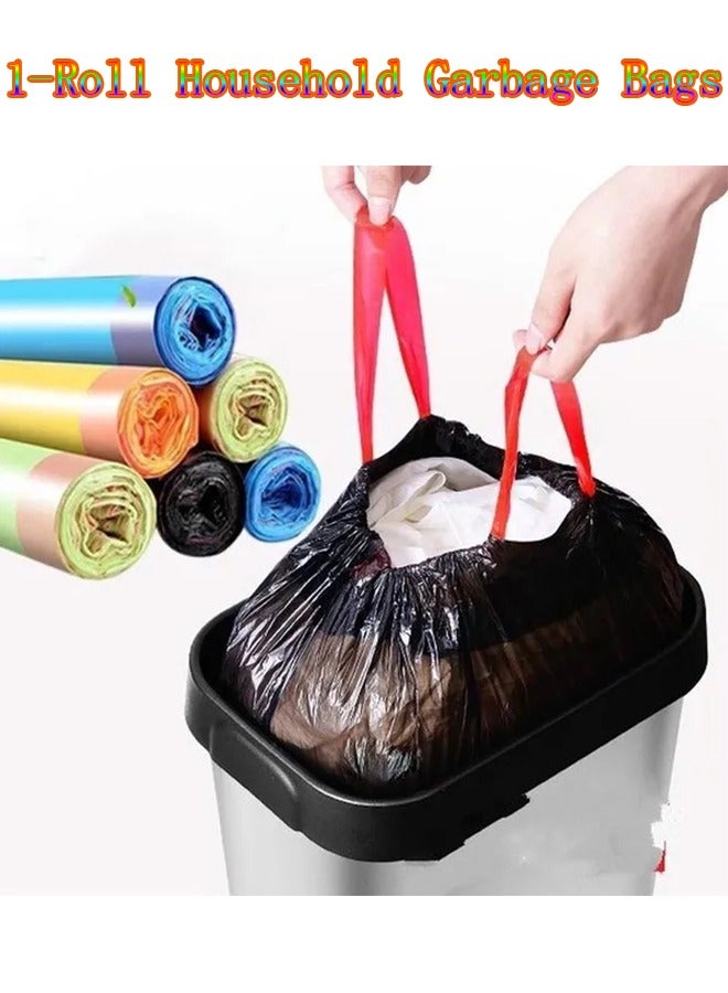 1-Roll Household Garbage Bags,Garbage Can Plastic Bag,Drawstring Portable Classification Bag for Home Kitchen/Office/Hotels/Schools - Image 1