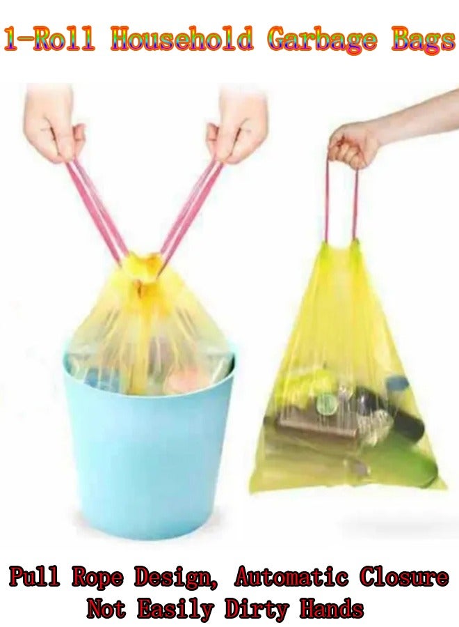 1-Roll Household Garbage Bags,Garbage Can Plastic Bag,Drawstring Portable Classification Bag for Home Kitchen/Office/Hotels/Schools - Image 2