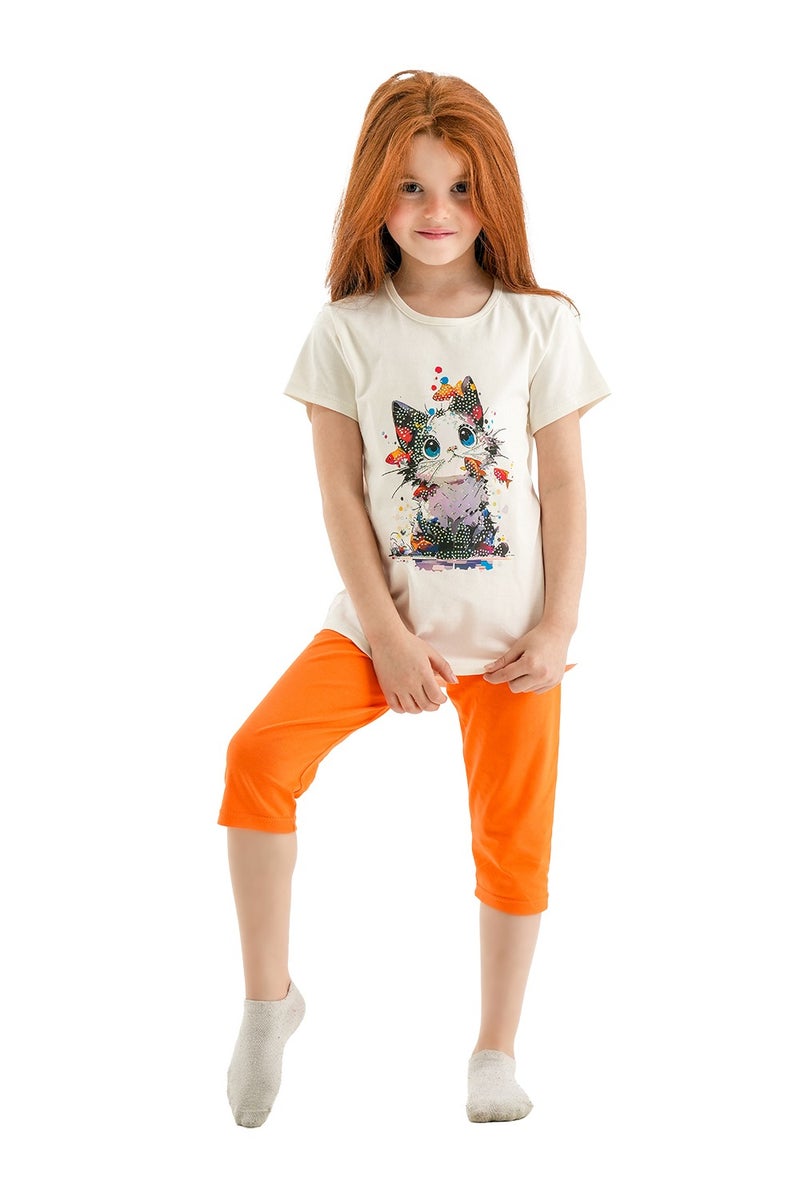 JOCKEY Girl Cat Printed Summer Short Leggings Set