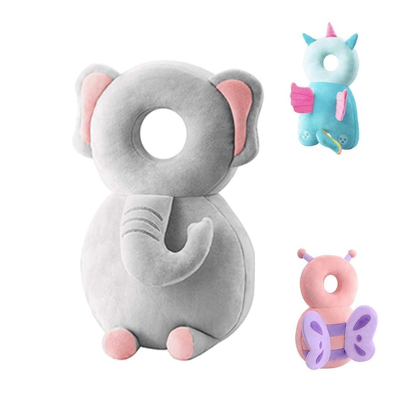 Children’s Walking Anti-Fall Head Pillow – Plush Version, Elephant, Cushion for Back