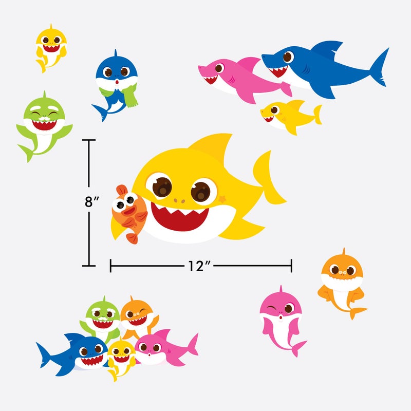 Wall Palz Baby Shark Family Wall Decals - Set of 8 Peel and Stick Vinyl Wall Stickers for Bathroom Nursery Bedroom Decor - Image 5