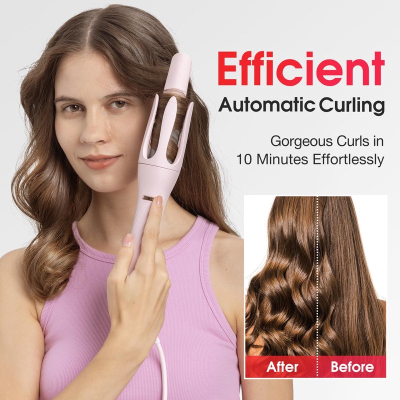 Lena Rotating Curling Iron 1 Inch- Lena Z4 Automatic Curling Wand With Anti-Scald & Versatile Hair Protection  Titanium Coating  Easy-To-Use Design For Long-Lasting Shiny Curls  Dual Voltage - Image 2