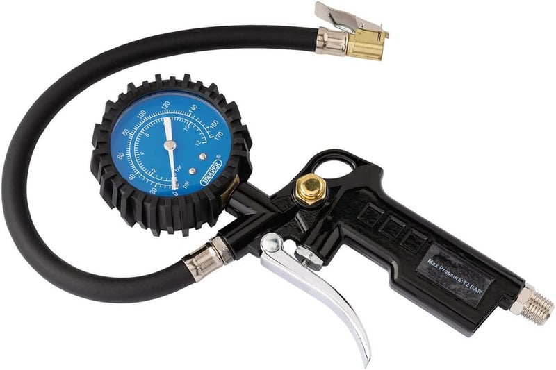 Draper Pistol-Grip Tyre Inflator with Twin Open Ended Connector