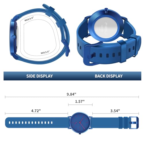 FIZILI Mens Watch UltraThin Minimalist Waterproof Fashion Watch for Men or Women with Silicone Band Wrist Watches 1100 Blue Red - Image 3