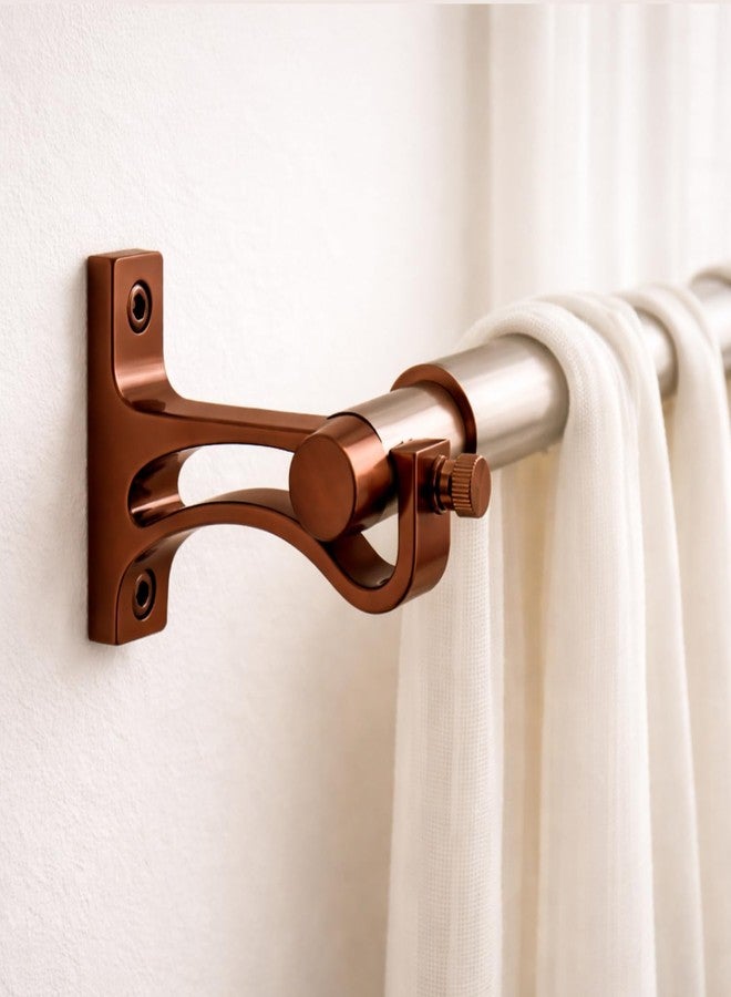 Urban Elite Aluminum Curtain Rod Brackets - Heavy-Duty Wall Mount Clamps for Curtain Rod Support for Door and Window Curtain Rods with Screw and Wall Plug - Pack of 2PCS (ARCSUPPORT) (Rose Gold) - Image 4