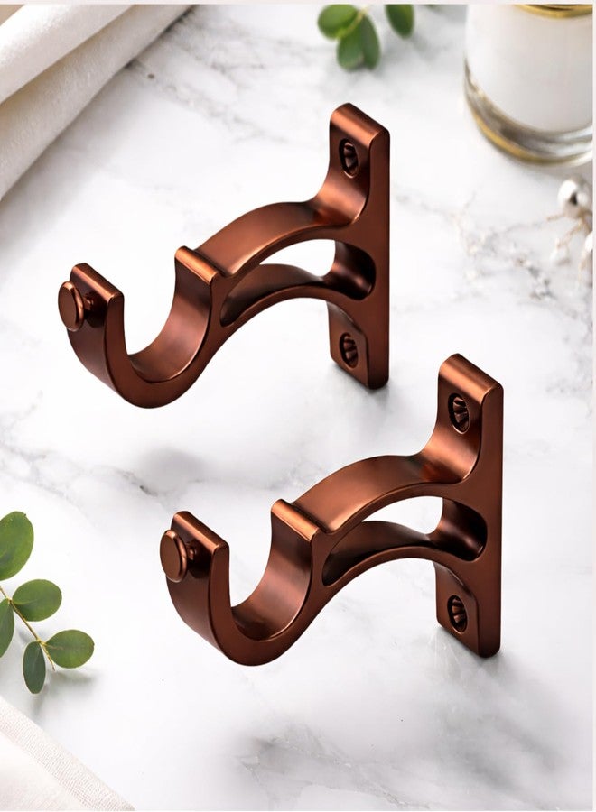 Urban Elite Aluminum Curtain Rod Brackets - Heavy-Duty Wall Mount Clamps for Curtain Rod Support for Door and Window Curtain Rods with Screw and Wall Plug - Pack of 2PCS (ARCSUPPORT) (Rose Gold) - Image 1