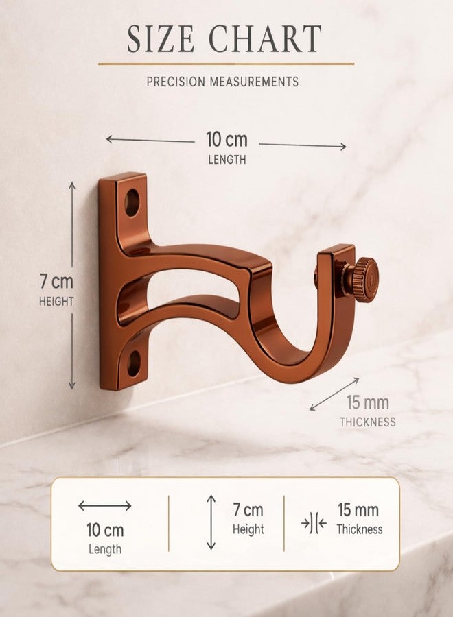 Urban Elite Aluminum Curtain Rod Brackets - Heavy-Duty Wall Mount Clamps for Curtain Rod Support for Door and Window Curtain Rods with Screw and Wall Plug - Pack of 2PCS (ARCSUPPORT) (Rose Gold) - Image 2