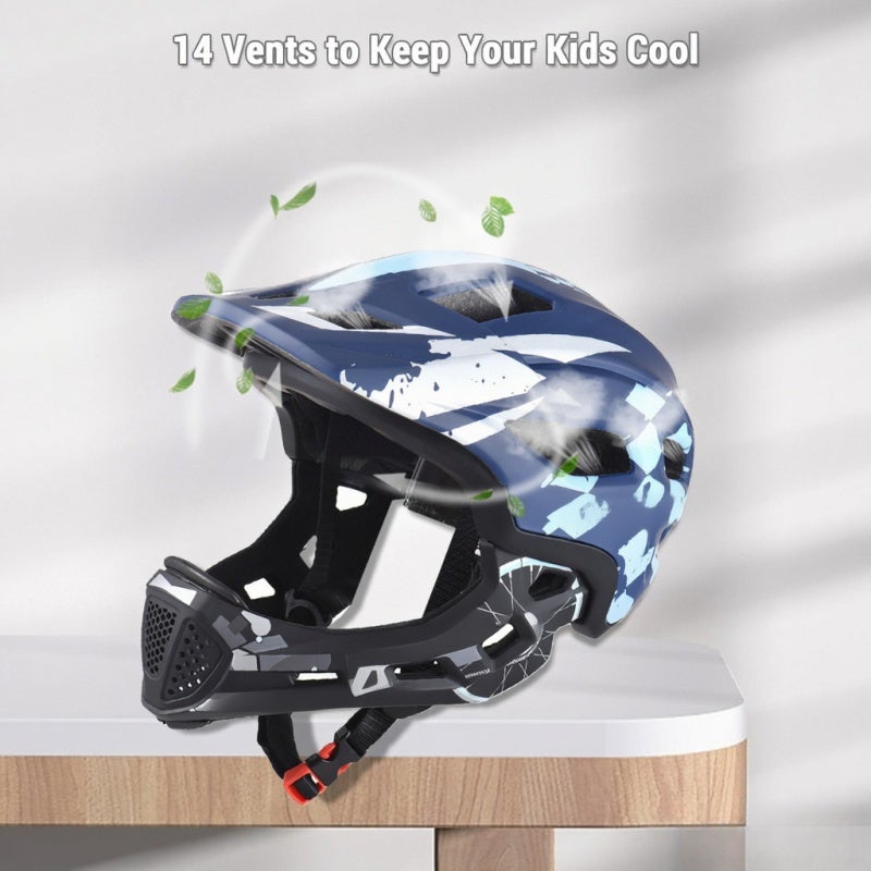 Kids Cycling Helmet: Adjustable Head Circumference, Breathable Vents, Lightweight Design - Convertible Full Face & Half Helmet for Kids Cycling Skateboarding Scootering - Image 3