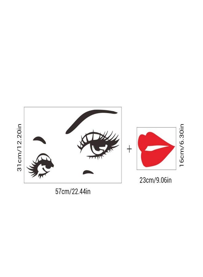 ZERONE Beautiful Women Face and Red Lips Wall Sticker Removable Vinyl Decal for Home Living Room Bedroom Decoration, PVC, 70x57CM (Red) - Image 4