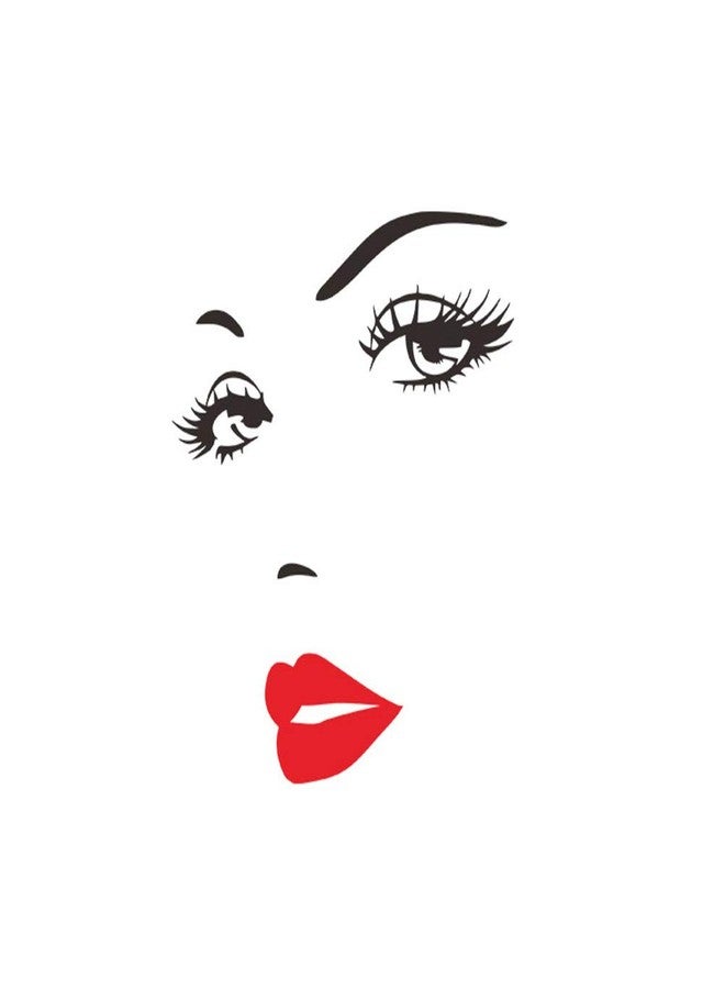 ZERONE Beautiful Women Face and Red Lips Wall Sticker Removable Vinyl Decal for Home Living Room Bedroom Decoration, PVC, 70x57CM (Red) - Image 1