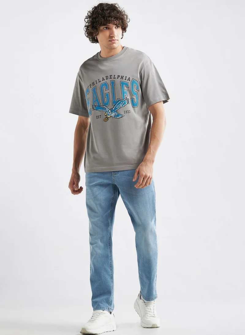 فاف Slogan Crew Neck T-Shirt