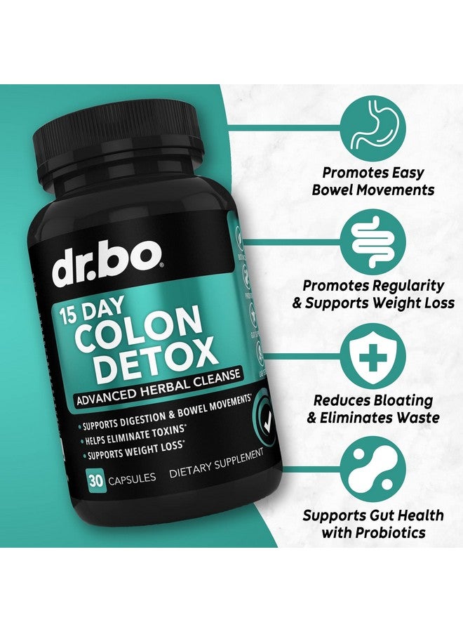 dr.bo Colon Cleanser Detox for Weight Flush - 15 Day Intestinal Cleanse Pills & Probiotic - Fast Natural Laxative for Constipation Relief - Bowel Movement Supplements for Stomach Bloating, Gut Loss Support - Image 2