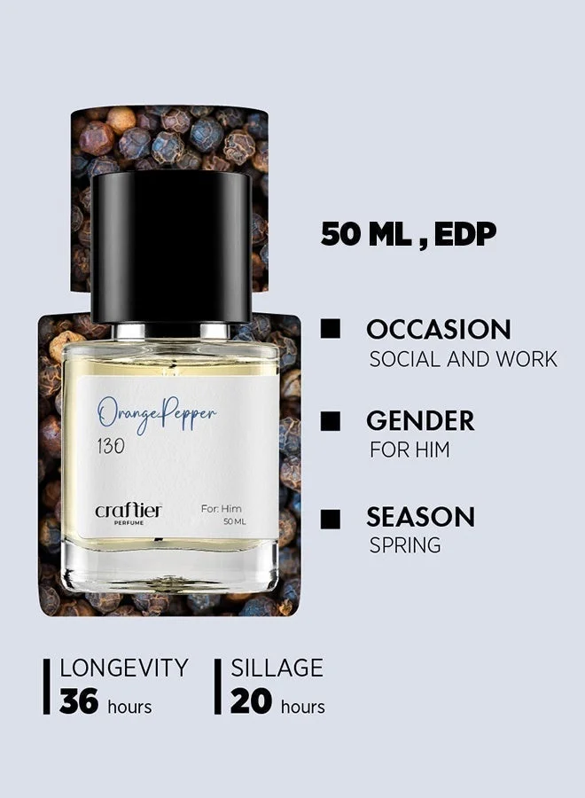 Craftier Perfume  ORANGE PEPPER - Inspired of-TERRE D'HERMES, Eau De Parfum for Men - 50ml, Long Lasting Citrus Fragrance Upto 36 Hrs, Travel Size Men's Perfume for Men | Best Price UAE