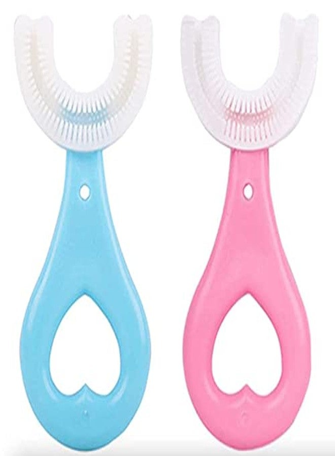 ANG� U Shaped Toothbrush for Kids | Manual U Type 360 Degree Soft Silicone Oral Teeth Brush | Kids Toothbrush | 360� Whole Mouth Manual Toothbrush for Kids 2-6 Years (Multicolor Pack of 2) - Image 1