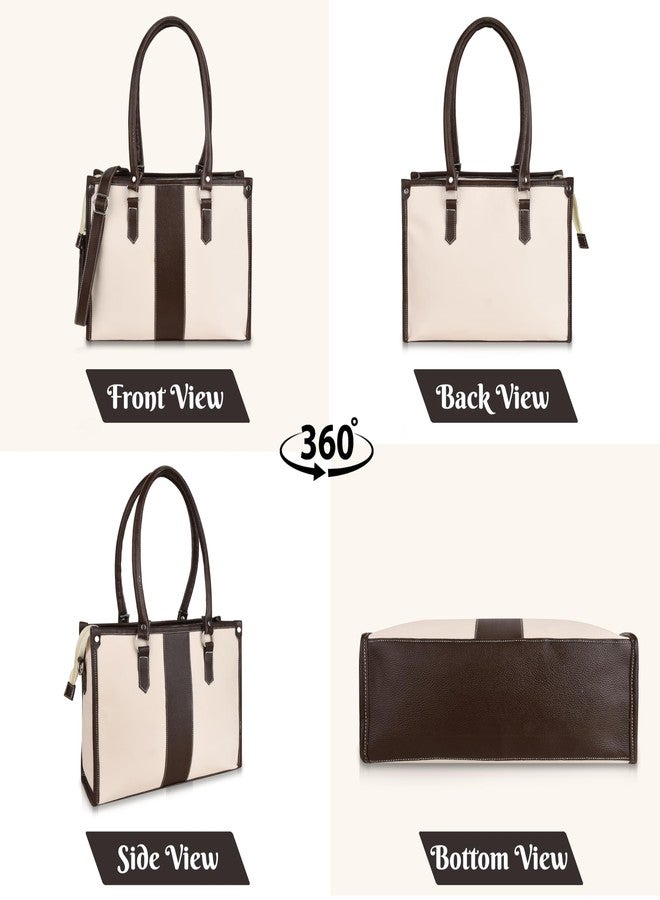 TrueArch Vegan Leather Core Strip Purse for Women Shoulder Bag for Women and Girls | Anti-Theft Pocket Slick Flap | Handbag (CreamChocoCore) - Image 4