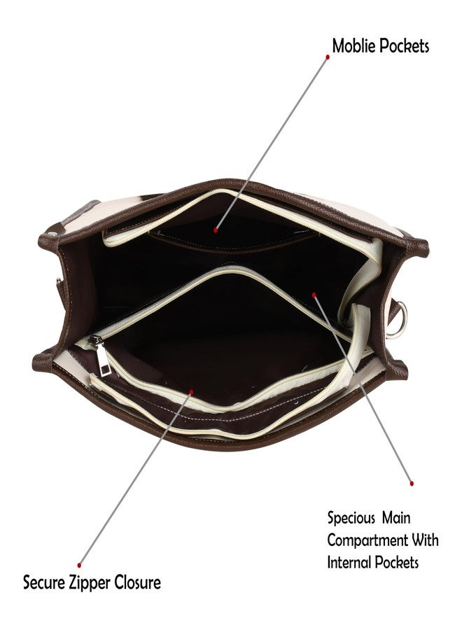 TrueArch Vegan Leather Core Strip Purse for Women Shoulder Bag for Women and Girls | Anti-Theft Pocket Slick Flap | Handbag (CreamChocoCore) - Image 5
