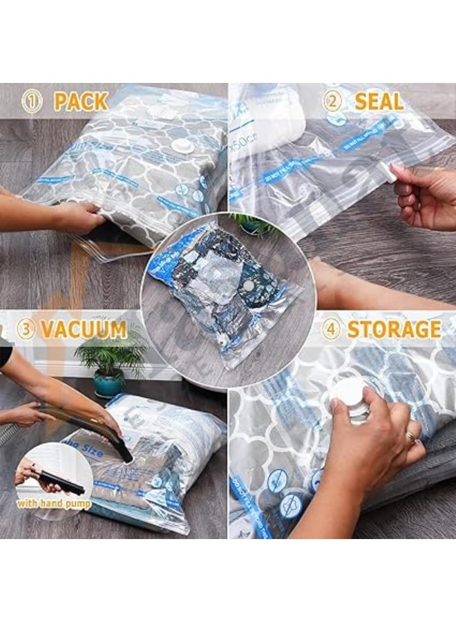 HASANAT ESSENTIALS أكياس فراغ الملابس الأساسية مع مضخة أكياس فراغ قابلة لإعادة الاستخدام لتوفير المساحة للتخزين والضغط للسفر - Image 2