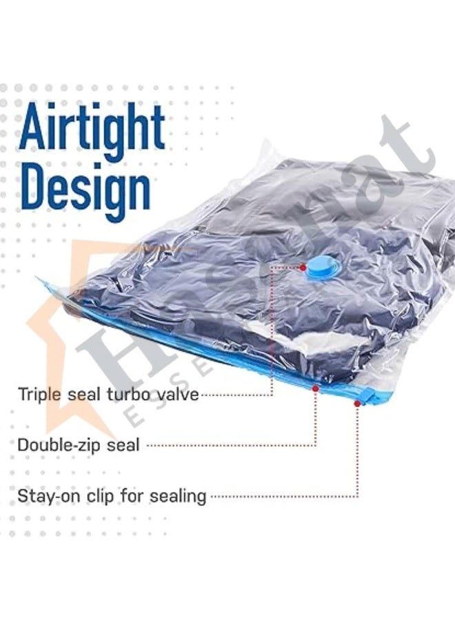 HASANAT ESSENTIALS أكياس فراغ الملابس الأساسية مع مضخة أكياس فراغ قابلة لإعادة الاستخدام لتوفير المساحة للتخزين والضغط للسفر - Image 5