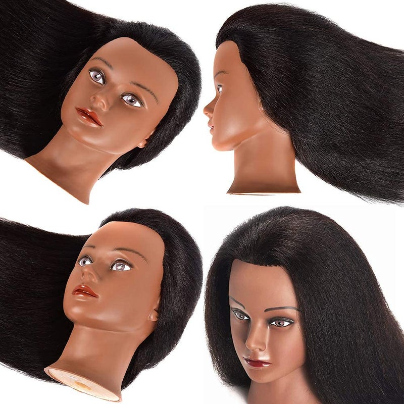 headdoll Mannequin Head 100% Real Hair for Cosmetology Manikin 16 Inch Doll Head Hairdresser Hairstylist Training Practice Styling Braiding Styling Curling Coiling Display Cosmetology with Stand - Image 2