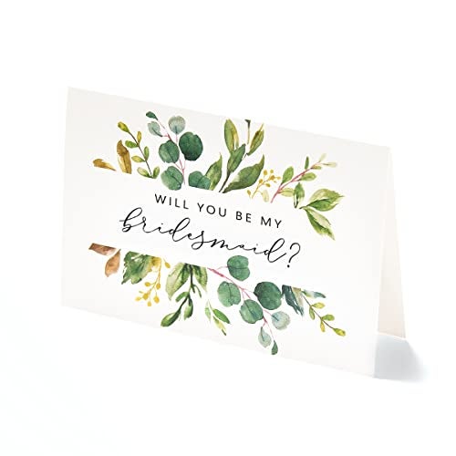 All-Ewired-Up 14 Greenery Bridesmaid Proposal Folded Cards and Envelopes, Includes Envelopes 8 Will You Be My Bridesmaids, 2 for Matron of Honor, 2 for Maid of Honor & 2 for Flower Girl Watercolor Flower - Image 3