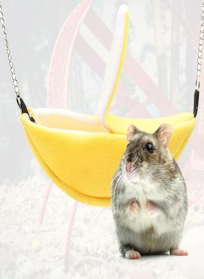 TARINI أرجوحة هامستر على شكل موزة من تاريني، سرير قفص معلق ناعم ودافئ، عش أرجوحة مريح للحيوانات الأليفة الصغيرة، ملحقات بيت استراحة متعددة الاستخدامات للهامستر، والجرذان الجربوعية، والسناجب الطائرة، والفئران - Image 4