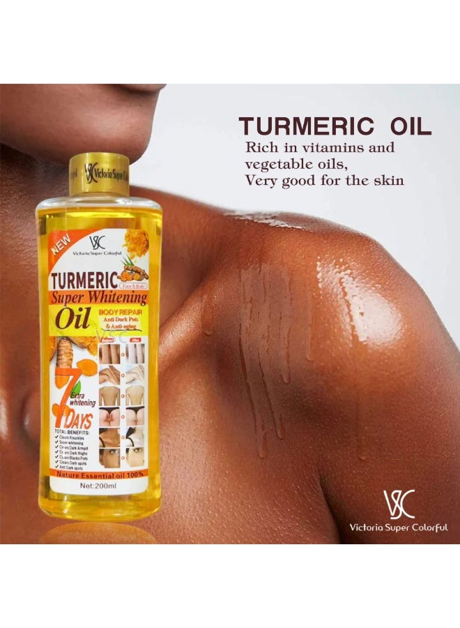 VSC Turmeric Whitening Oil, Turmeric Massage Oil for Skin, Turmeric Oil for Face  Body, Natural Moisturizing Nourishing Face  Body Oil for All Skin Types 200ml - Image 4