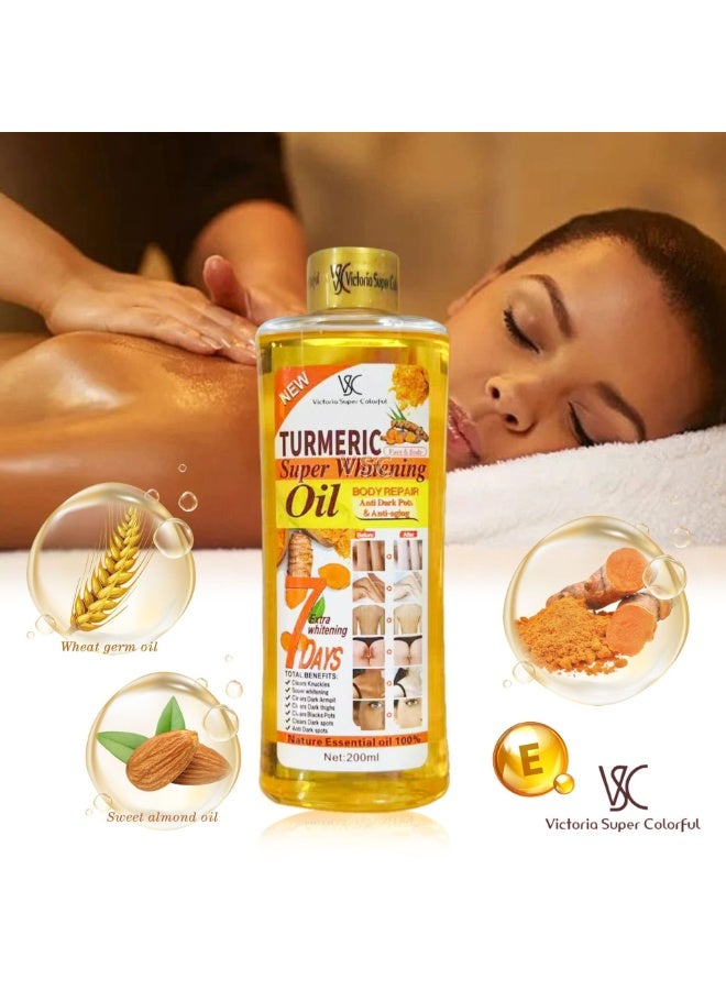 VSC Turmeric Whitening Oil, Turmeric Massage Oil for Skin, Turmeric Oil for Face  Body, Natural Moisturizing Nourishing Face  Body Oil for All Skin Types 200ml - Image 1