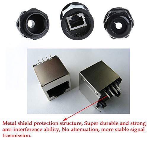 Anmbest 5PCS M22Z Shielded RJ45 Waterproof Cat5/5e/6 8P8C Connector IP67 Ethernet LAN Cable Connector Double Head Outdoor LAN Coupler Adapter Female to Female - Image 2
