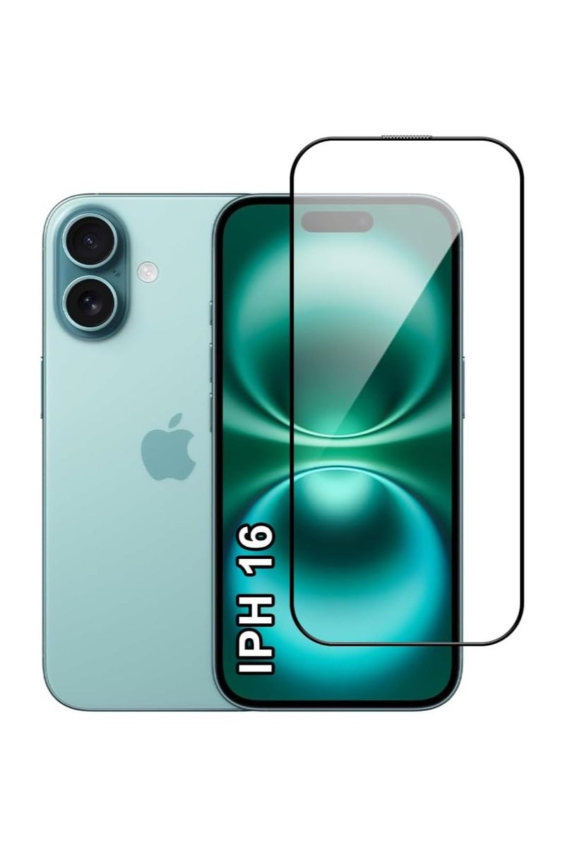 Muzz For Iphone 16 Screen Protector Tempered Glass [Full Adhesive][Full Coverage] [Bubble-Free] [Anti Scratch] HD Clear High Responsive Screen Protector for Iphone 16 2024 Black - Image 1