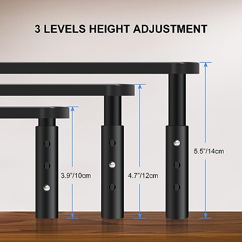 Bracwiser Monitor Stand Riser, Metal Computer Stand, 3 Height Adjustable Screen Riser with Mesh Platform for PS4, Laptop, Printer, Notebook and All Flat Screen, Holds Up to 20KG - Image 2