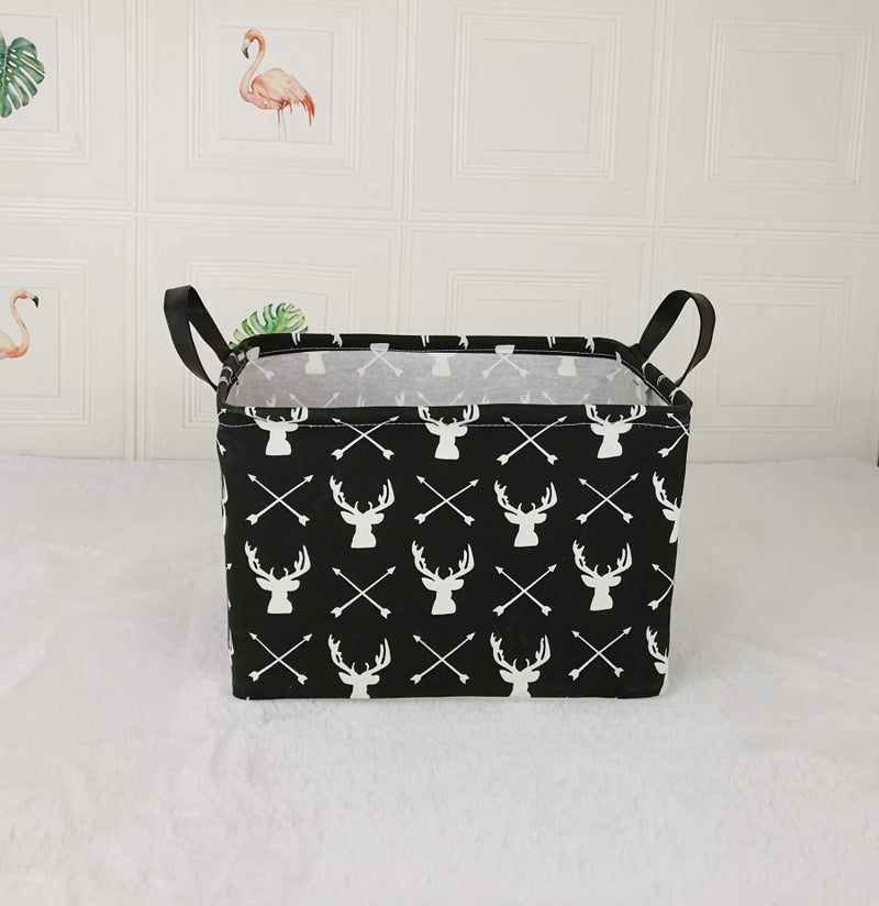 KUNRO Rectang Black Storage Basket Gift Shelf Basket Baby Storage Bin, Kids Toy Basket Organizer Box with Handles for Boy and Girls Room Deco (Deer) - Image 5