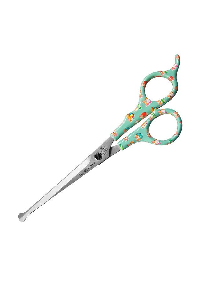 Kenchii Happy Puppy Ball Tip Shears Trimming Scissors for Dogs | Pet Grooming Puppy Essentials | Stainless Steel Grooming Scissors for Dogs | Safety Blunt Tip Scissors and Dog Grooming Tools | 6.5 In - Image 1