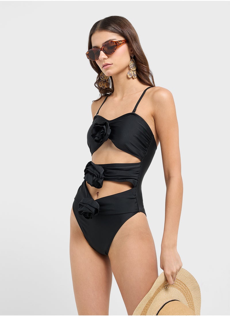 Ginger Strappy Cutout Detail Swimsuit With Crosage Detail  - Image 1