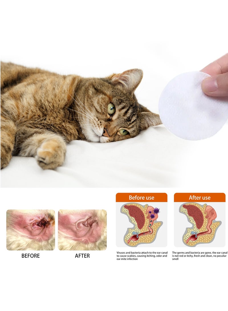 YEGBONG 60pcs Disposable Pet Cleaning Ear Wipes for Dogs and Cats Odor Control Dirt Earwax Removal Itches Relief Deodorizing and Soothing Ear Issues - Image 2