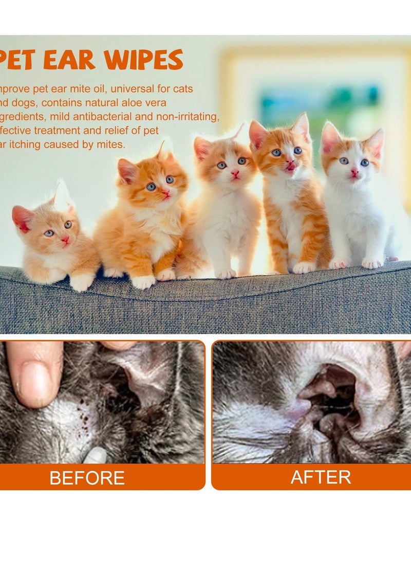 YEGBONG 60pcs Disposable Pet Cleaning Ear Wipes for Dogs and Cats Odor Control Dirt Earwax Removal Itches Relief Deodorizing and Soothing Ear Issues - Image 3