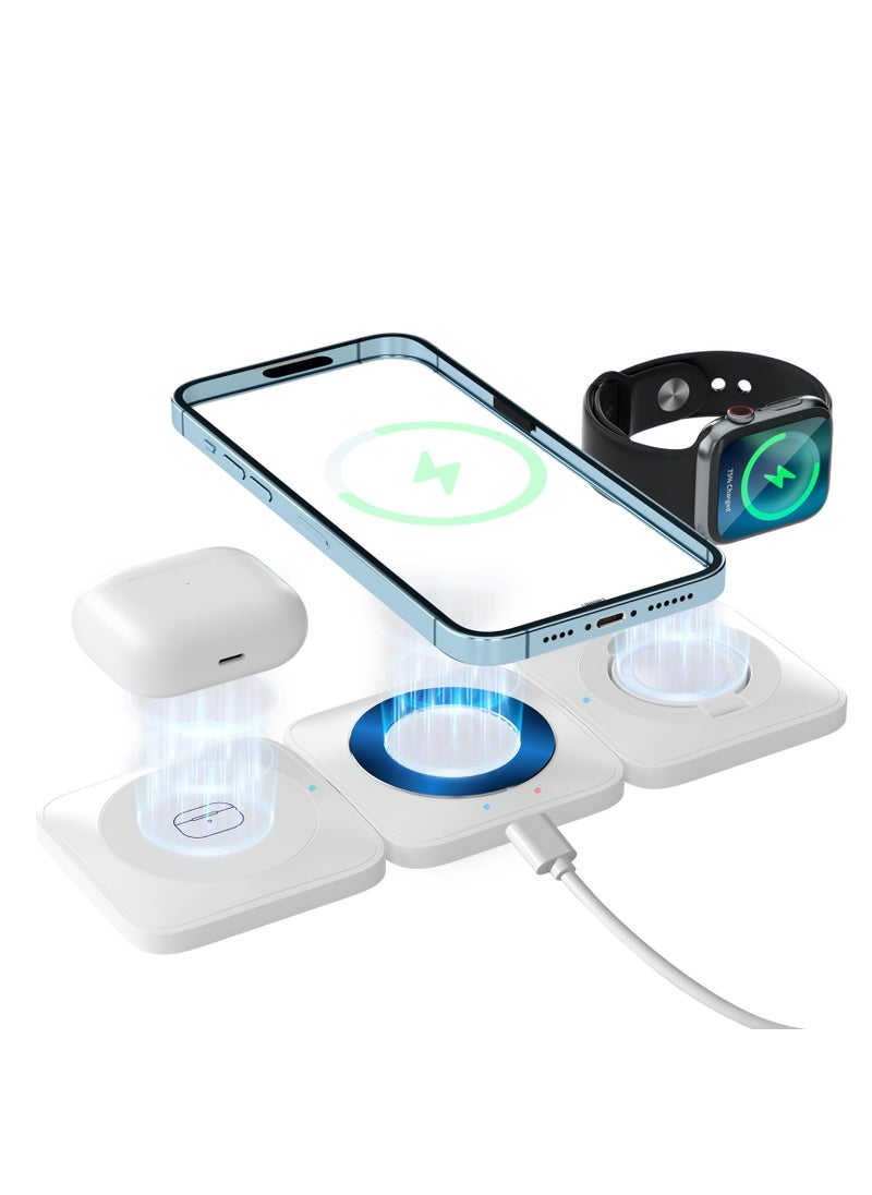 SYOSI - 3 in 1 Wireless Charger for iPhone, Portable Magnetic Wireless Charging Station, Travel Induction Charger for Multiple Devices, for Apple Watch, iPhone 15 14 13 Pro Max, Air Pods - Image 1