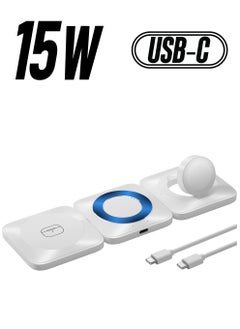3 in 1 Wireless Charger for iPhone, Portable Magnetic Wireless Charging Station, Travel Induction Charger for Multiple Devices, for Apple Watch, iPhone 15 14 13 Pro Max, Air Pods