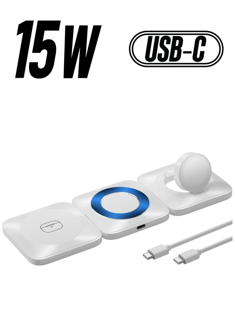 SYOSI - 3 in 1 Wireless Charger for iPhone, Portable Magnetic Wireless Charging Station, Travel Induction Charger for Multiple Devices, for Apple Watch, iPhone 15 14 13 Pro Max, Air Pods - Image 1