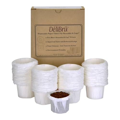 Delibru K Cup Disposable Paper Filters 300 Pack Fits With All Reusable Coffee Pods - Compostable and Disposable Coffee Filters for Keurig Single Cup - Image 1